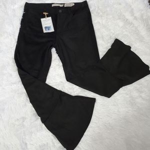 NWT!! INDIGO REIN BLACK VELVET SMOOTH MEDIUM RISE FUT & FLARE BELL BOTTOMS!